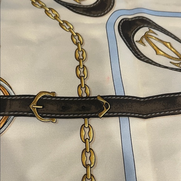 Cartier Brown and Cream Silk Scarf - Picture 3 of 8